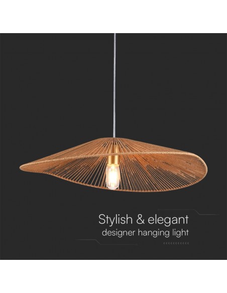 23361-Lampadario LED a Sospensione dal Design Moderno con Legno Intrecciato e Portalampade Ex Max  DxHmm-4