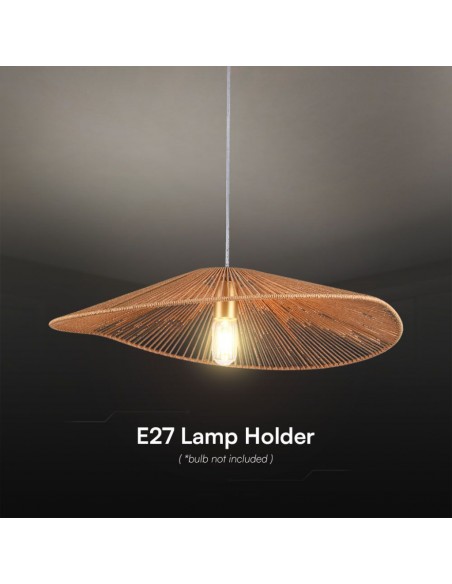 23361-Lampadario LED a Sospensione dal Design Moderno con Legno Intrecciato e Portalampade Ex Max  DxHmm-5