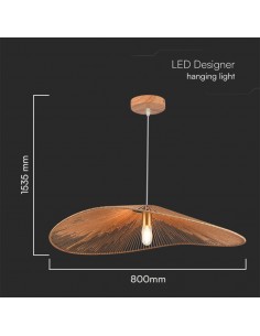 23362-Lampadario LED a Sospensione dal Design Moderno con Legno Intrecciato e Portalampade Ex Max  DxHmm-1 2