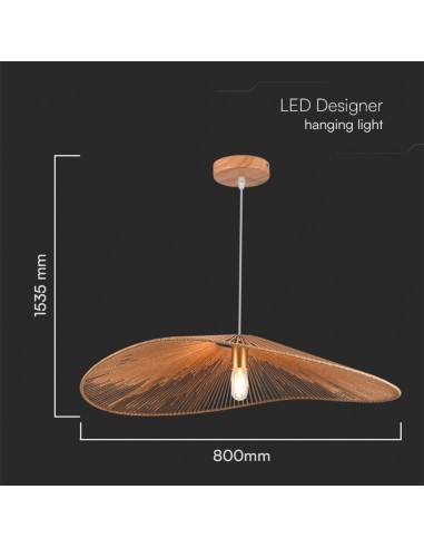 23362-Lampadario LED a Sospensione dal Design Moderno con Legno Intrecciato e Portalampade Ex Max  DxHmm-2