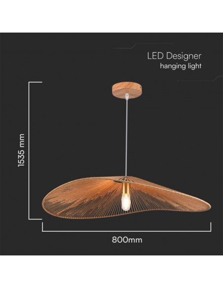 23362-Lampadario LED a Sospensione dal Design Moderno con Legno Intrecciato e Portalampade Ex Max  DxHmm-2