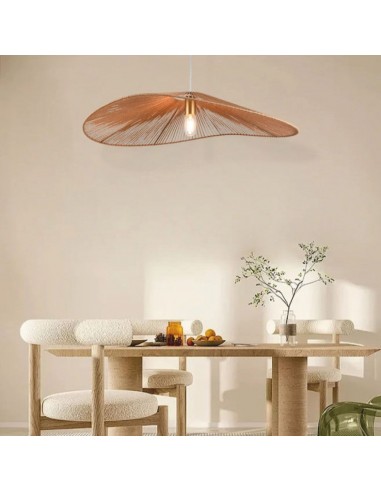 23362-Lampadario LED a Sospensione dal Design Moderno con Legno Intrecciato e Portalampade Ex Max  DxHmm-3
