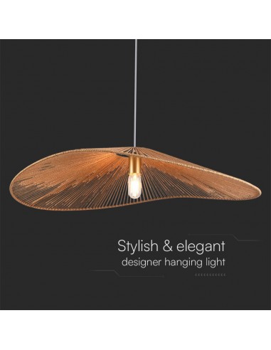 23362-Lampadario LED a Sospensione dal Design Moderno con Legno Intrecciato e Portalampade Ex Max  DxHmm-4