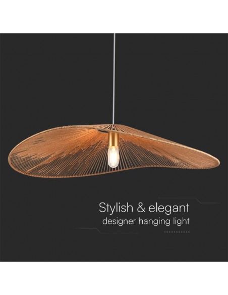 23362-Lampadario LED a Sospensione dal Design Moderno con Legno Intrecciato e Portalampade Ex Max  DxHmm-4