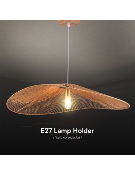 23362-Lampadario LED a Sospensione dal Design Moderno con Legno Intrecciato e Portalampade Ex Max  DxHmm-5