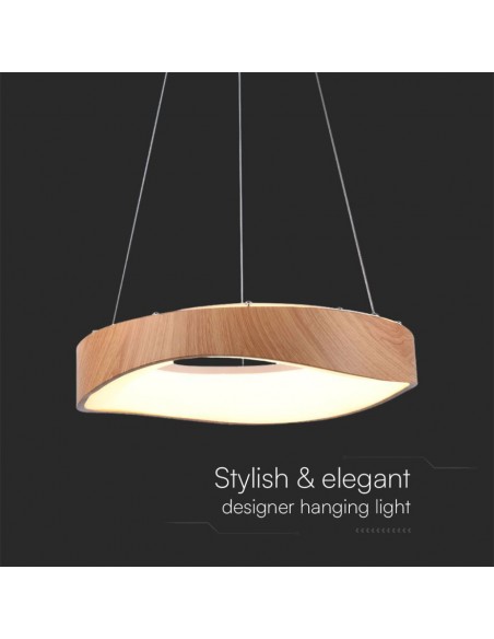 23363-Lampadario LED a Sospensione  dal Design Moderno Circolare Colore Legno DxHmm -5