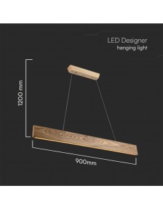 23365-Lampadario LED con Plafoniera a Sospensione  dal Design Moderno in Legno Hxmm -1 2