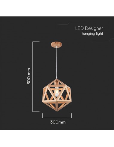 23366-Lampadario LED a Sospensione dal Design Geometrico con Portalampadaa Ex Max  Colore Legno Dmm-2