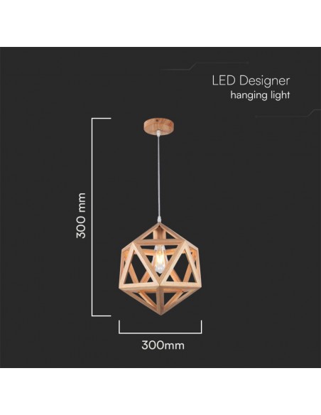 23366-Lampadario LED a Sospensione dal Design Geometrico con Portalampadaa Ex Max  Colore Legno Dmm-2