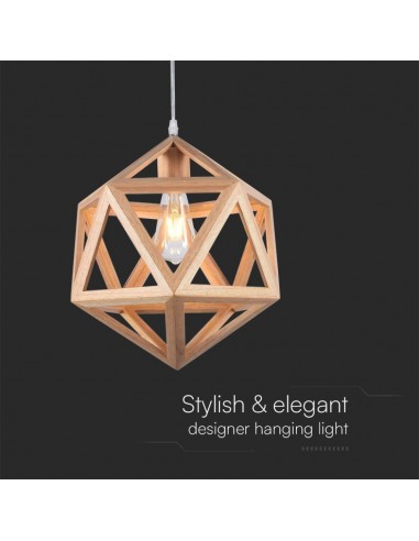 23366-Lampadario LED a Sospensione dal Design Geometrico con Portalampadaa Ex Max  Colore Legno Dmm-4