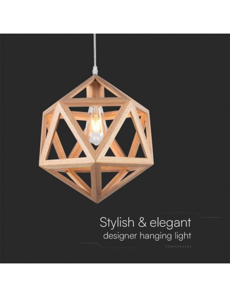 23366-Lampadario LED a Sospensione dal Design Geometrico con Portalampadaa Ex Max  Colore Legno Dmm-4
