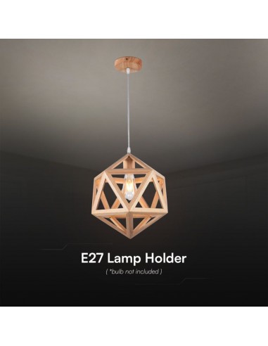 23366-Lampadario LED a Sospensione dal Design Geometrico con Portalampadaa Ex Max  Colore Legno Dmm-5