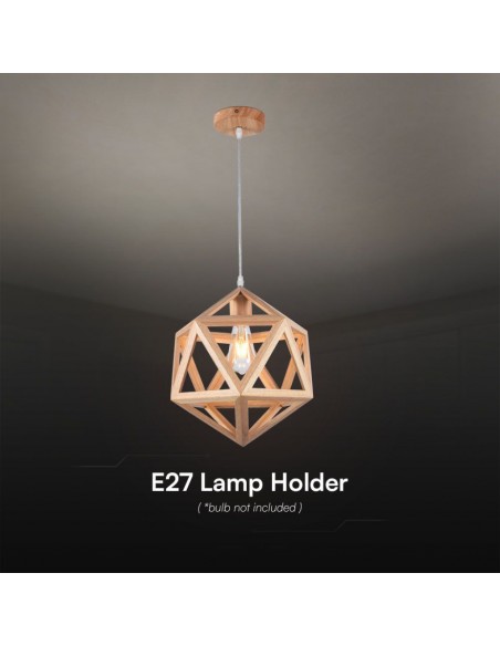 23366-Lampadario LED a Sospensione dal Design Geometrico con Portalampadaa Ex Max  Colore Legno Dmm-5