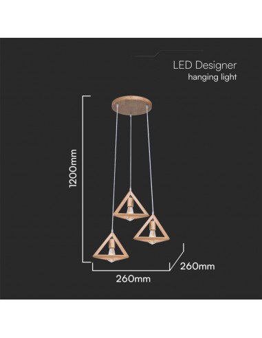 23367-Lampadario LED a Sospensione dal Design Triangolare con Portalampade Ex Max  H-2