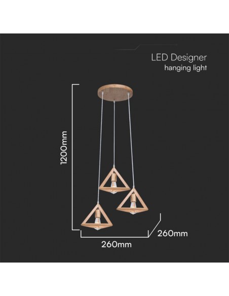 23367-Lampadario LED a Sospensione dal Design Triangolare con Portalampade Ex Max  H-2