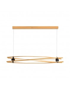 23368-Lampadario LED con Plafoniera a Sospensione  dal Design Moderno in Legno H -1