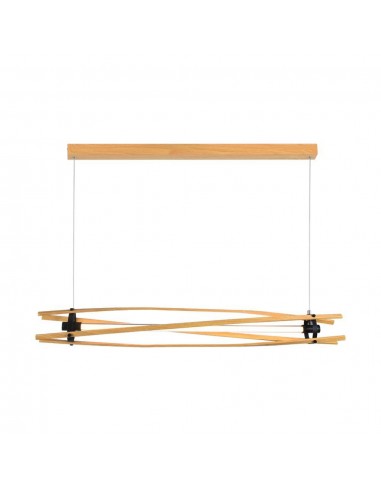 23368-Lampadario LED con Plafoniera a Sospensione  dal Design Moderno in Legno H -1