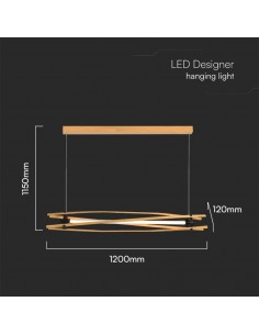 23368-Lampadario LED con Plafoniera a Sospensione  dal Design Moderno in Legno H -1 2