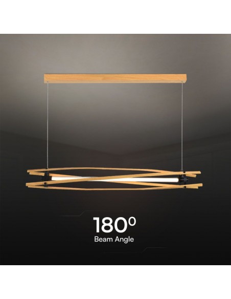 23368-Lampadario LED con Plafoniera a Sospensione  dal Design Moderno in Legno H -6