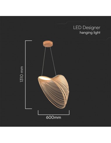 23369-Lampadario LED a Sospensione  dal Design Moderno Colore Legno xmm -2