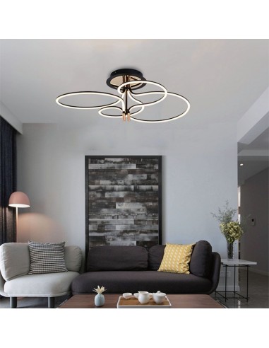 23371-Lampadario LED a Plafone  dal Design Moderno in Metallo Colore Nero e Oro HxDxmm -3