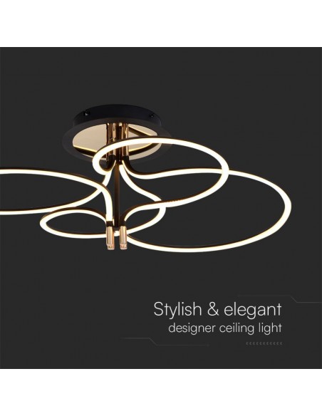 23371-Lampadario LED a Plafone  dal Design Moderno in Metallo Colore Nero e Oro HxDxmm -4