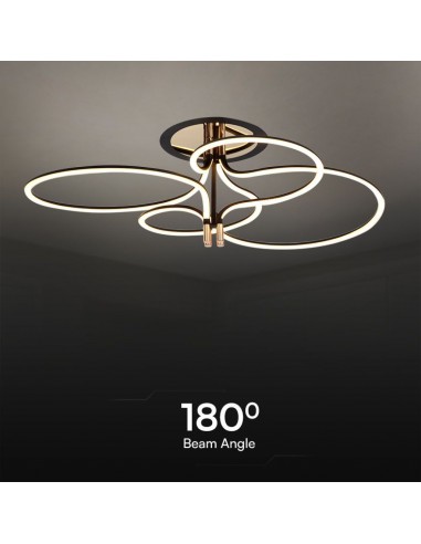 23371-Lampadario LED a Plafone  dal Design Moderno in Metallo Colore Nero e Oro HxDxmm -5