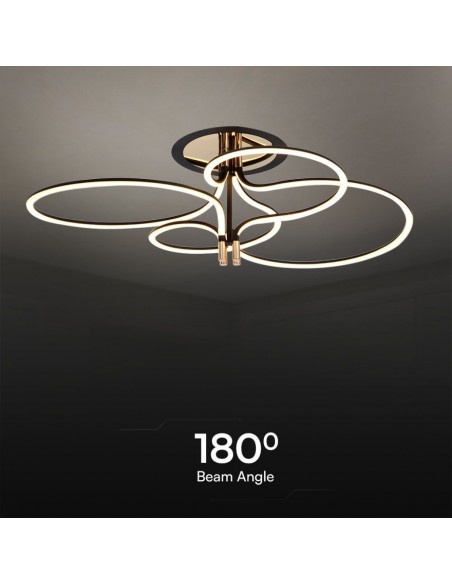 23371-Lampadario LED a Plafone  dal Design Moderno in Metallo Colore Nero e Oro HxDxmm -5