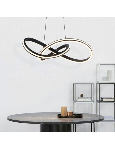 23373-Lampadario LED a Sospensione  dal Design Moderno in Metallo Colore Nero Hxmm CCT in-3