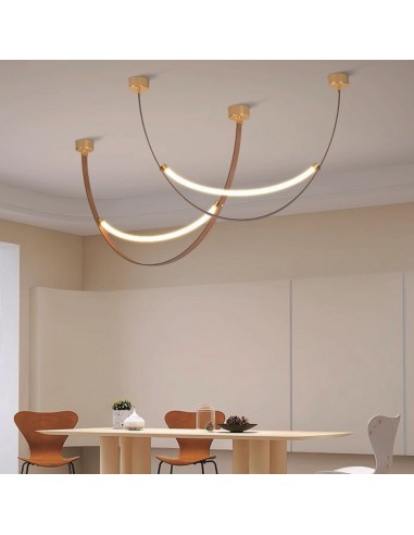 23375-Lampadario LED a Sospensione  dal Design Moderno Colore Marrone con Finiture Oro HxxLmm -3