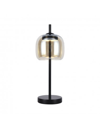 23380-Lampada LED da Tavolo Cablata  in Metallo Nero e Vetro Ambrato xmm -1