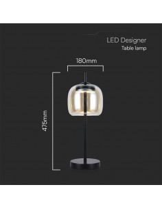 23380-Lampada LED da Tavolo Cablata  in Metallo Nero e Vetro Ambrato xmm -1 2