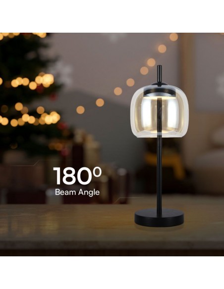 23380-Lampada LED da Tavolo Cablata  in Metallo Nero e Vetro Ambrato xmm -4