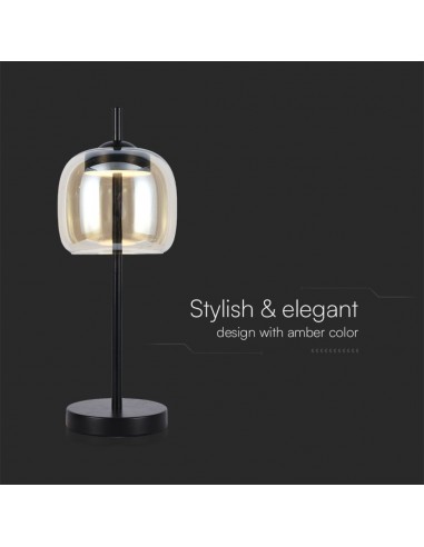 23380-Lampada LED da Tavolo Cablata  in Metallo Nero e Vetro Ambrato xmm -5