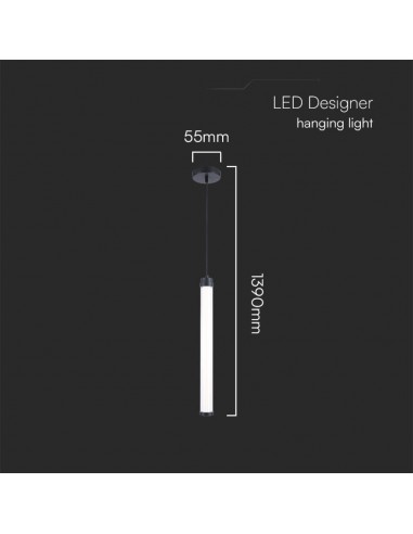 23381-Lampadario LED Tubolare Pendente in Metallo  Colore Nero -2