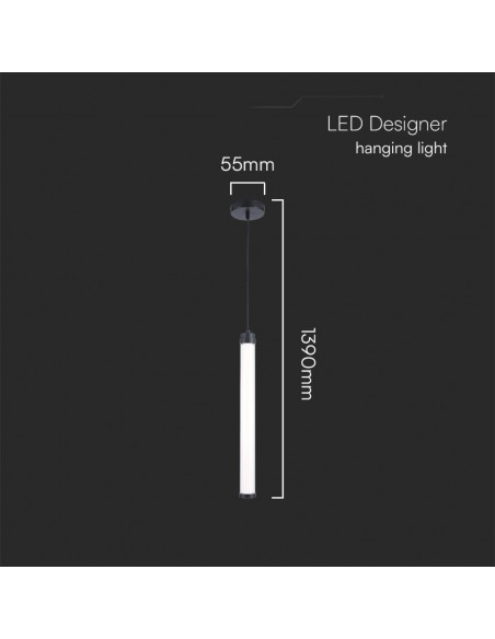 23381-Lampadario LED Tubolare Pendente in Metallo  Colore Nero -2