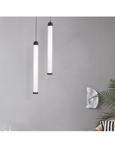 23381-Lampadario LED Tubolare Pendente in Metallo  Colore Nero -3