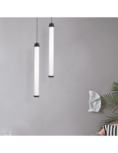 23381-Lampadario LED Tubolare Pendente in Metallo  Colore Nero -3