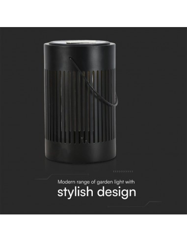 23385-Lampada Solare LED da Terra  con Batteria Ricaricabile e Maniglia per Trasporto Colore Nero  IP-3