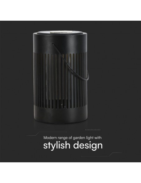 23385-Lampada Solare LED da Terra  con Batteria Ricaricabile e Maniglia per Trasporto Colore Nero  IP-3