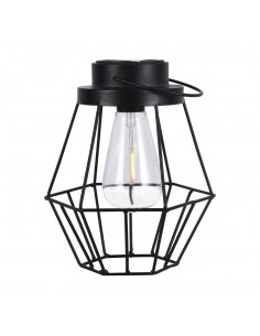 23386-Lampada Solare LED da Terra  dal Design Vintage con Batteria Ricaricabile e Maniglia per Trasporto Colore Nero  IP-1