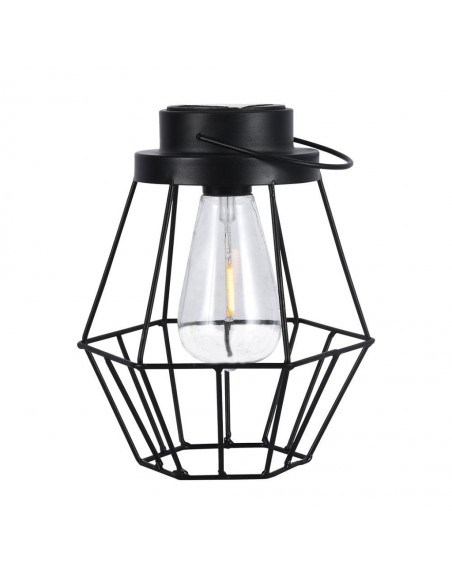 23386-Lampada Solare LED da Terra  dal Design Vintage con Batteria Ricaricabile e Maniglia per Trasporto Colore Nero  IP-1