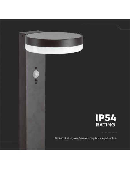 Piantana Solare LED da Giardino con Sensore PIR 5.5W Corpo Nero 155*299*155mm 3000K IP54