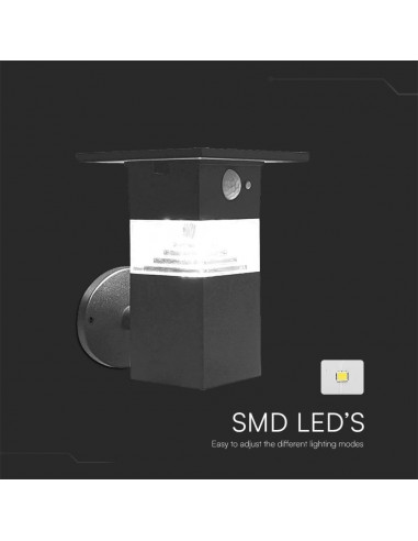 23400-Lampada LED da Giardino con Pannello solare e Sensore PIR  Corpo Nero   IP-4