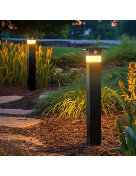 23401-Piantana Solare LED da Giardino  Con Sensore PIR Colore Nero  IP-3