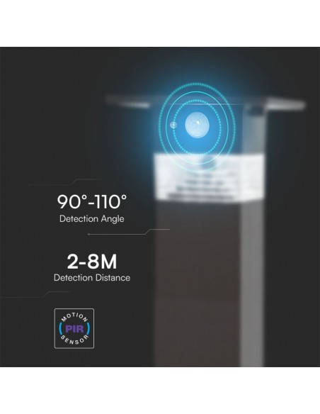 23401-Piantana Solare LED da Giardino  Con Sensore PIR Colore Nero  IP-6