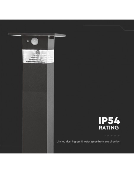 Piantana Solare LED da Giardino 3W Con Sensore PIR Nero 3000K IP54