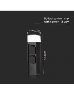 23403-Piantana LED da Giardino cm con Portafaretto G e  Prese A Schuko in Acciaio Inossidabile Nero IP-1 2