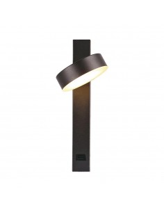 23405-Applique LED da Muro  dal Design Rotondo con porta USB e Angolo del Fascio Luminoso Regolabile  in Metallo Colore Nero -1