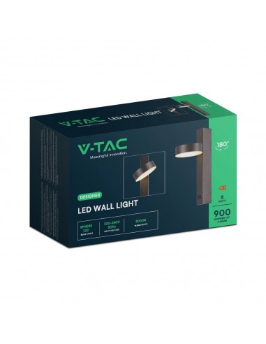 23405-Applique LED da Muro  dal Design Rotondo con porta USB e Angolo del Fascio Luminoso Regolabile  in Metallo Colore Nero -2